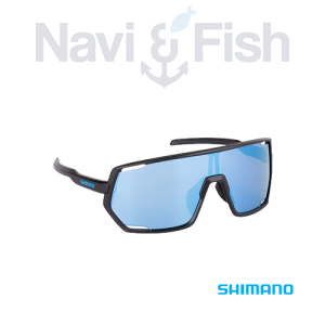 SHIMANO EYEWEAR MATTE BLACK & BLUE MIRROR WIDE